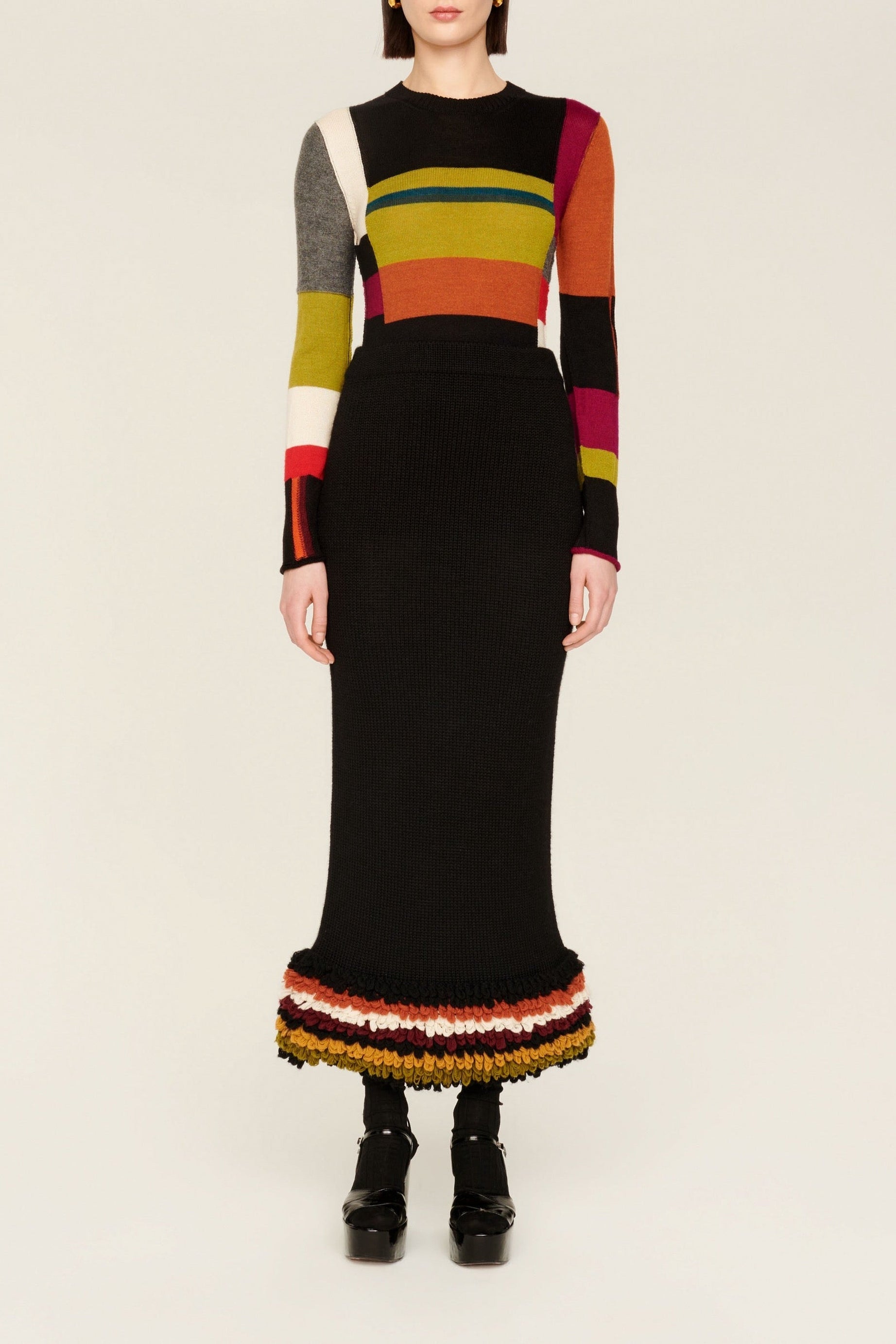 Jupe longue en laine - Multicolor