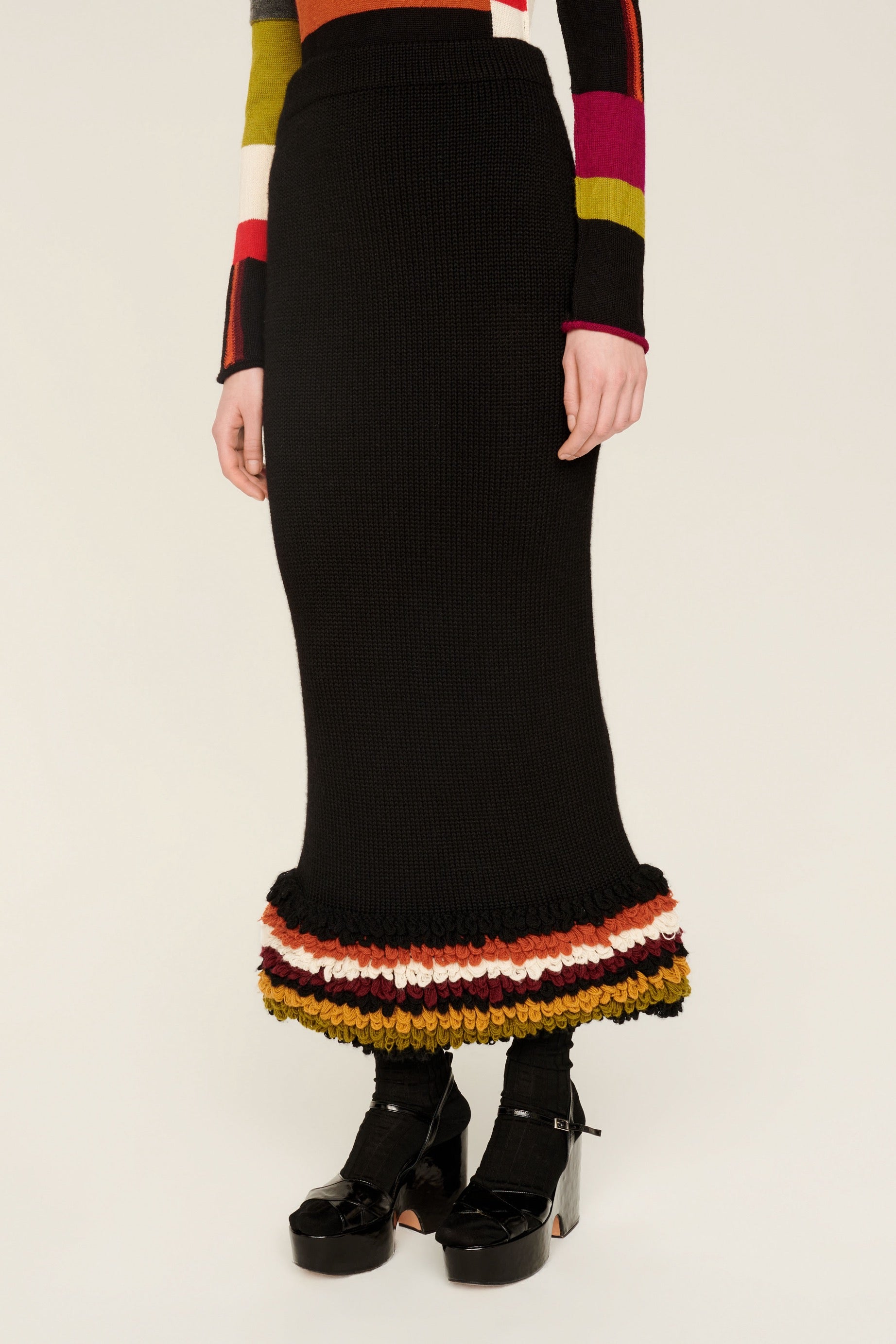 Jupe longue en laine - Multicolor