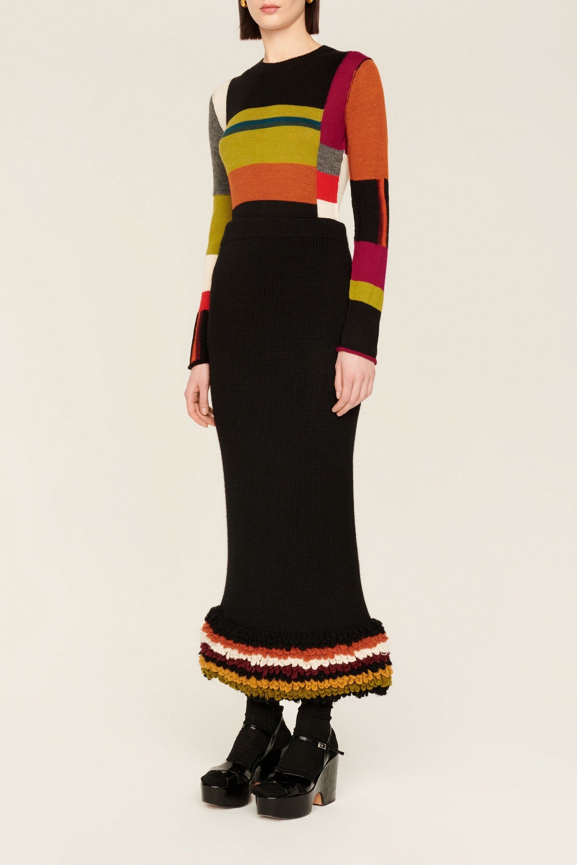 Jupe longue en laine - Multicolor