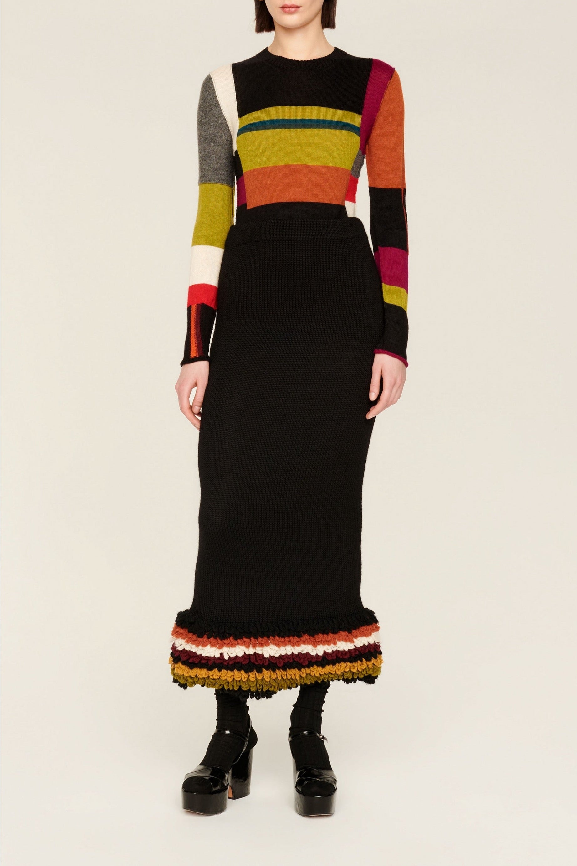 Jupe longue en laine - Multicolor