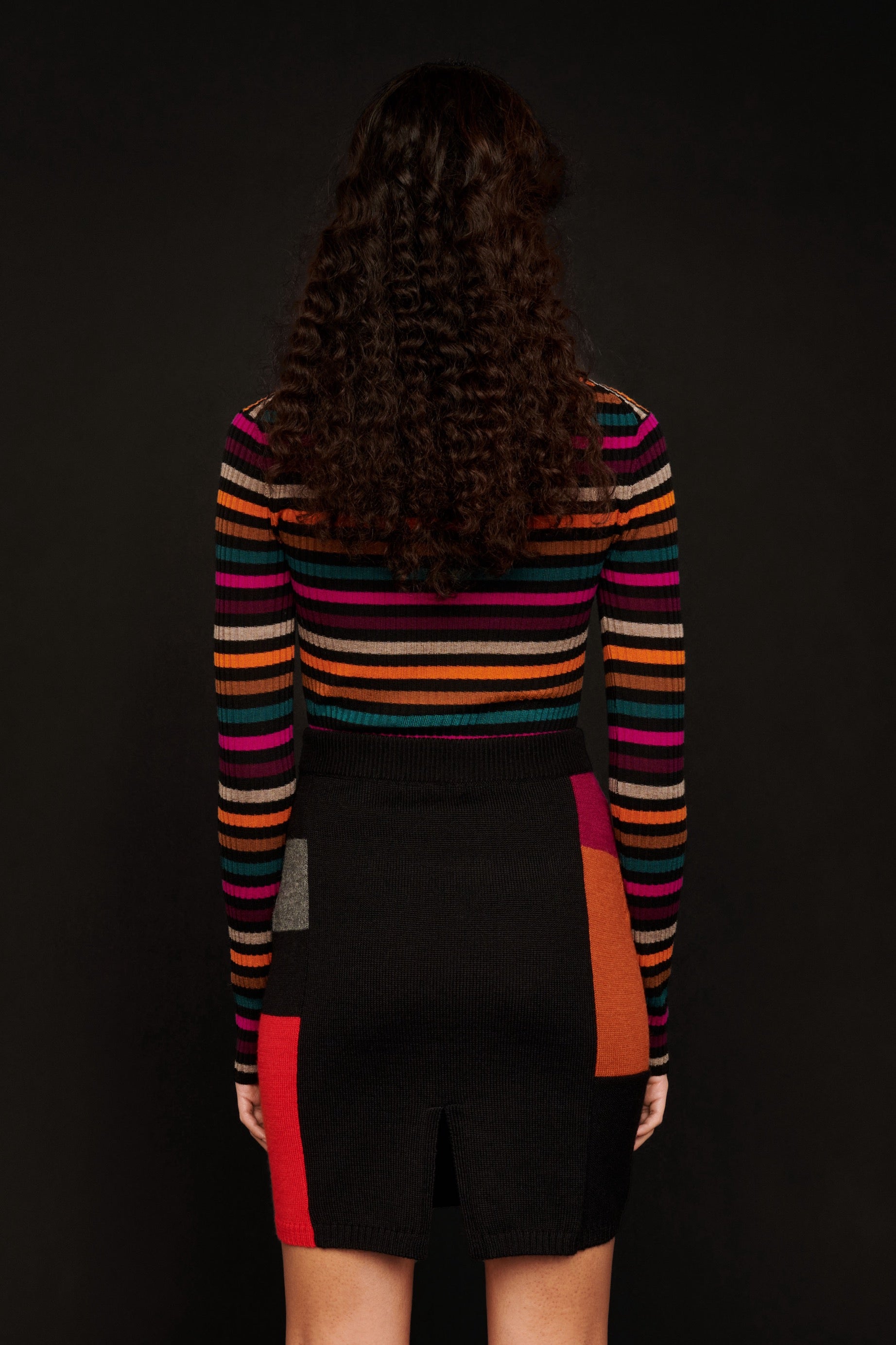 Jupe courte en alpaga - Multicolor