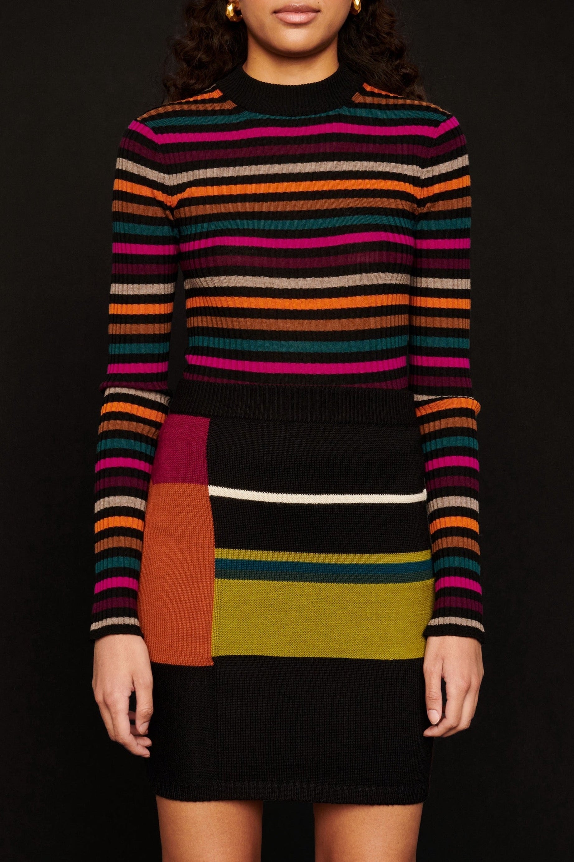 Jupe courte en alpaga - Multicolor