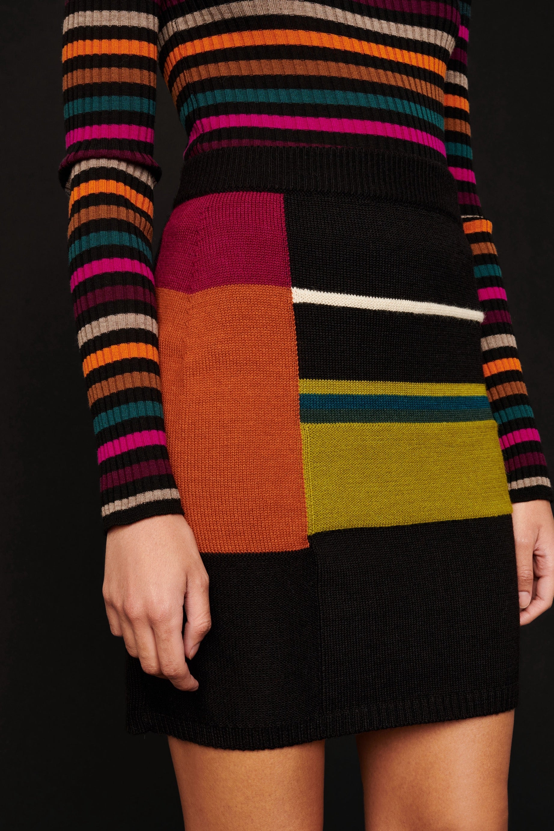 Jupe courte en alpaga - Multicolor