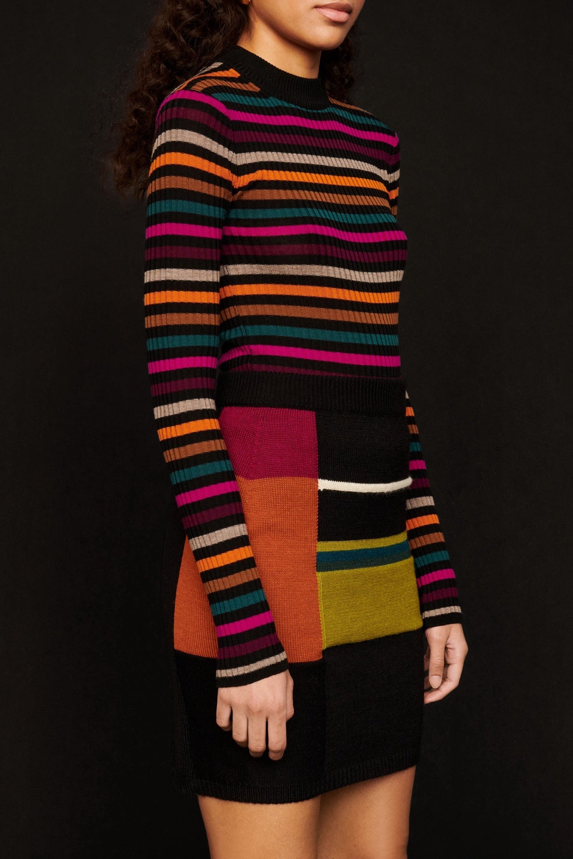 Jupe courte en alpaga - Multicolor