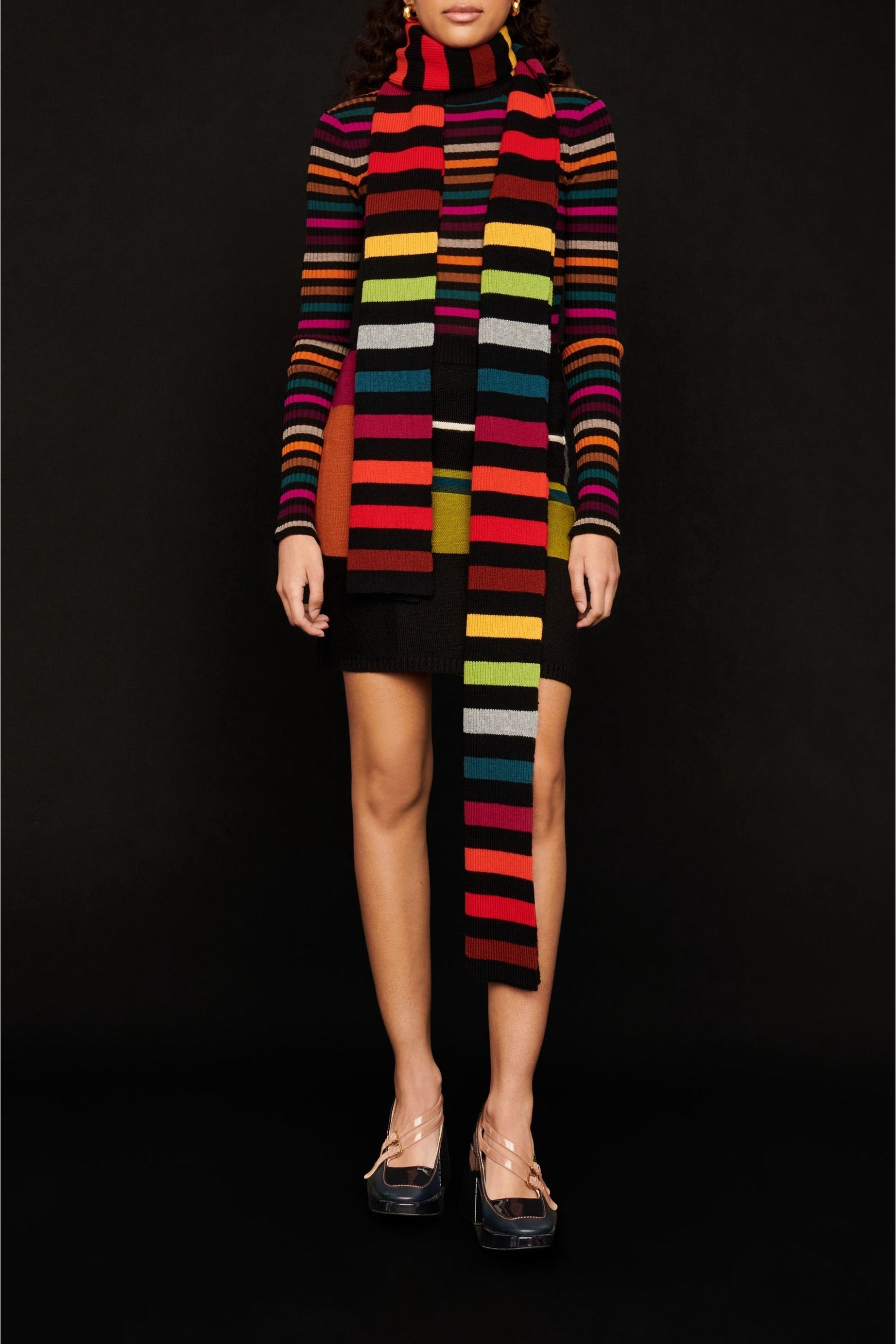 Jupe courte en alpaga - Multicolor
