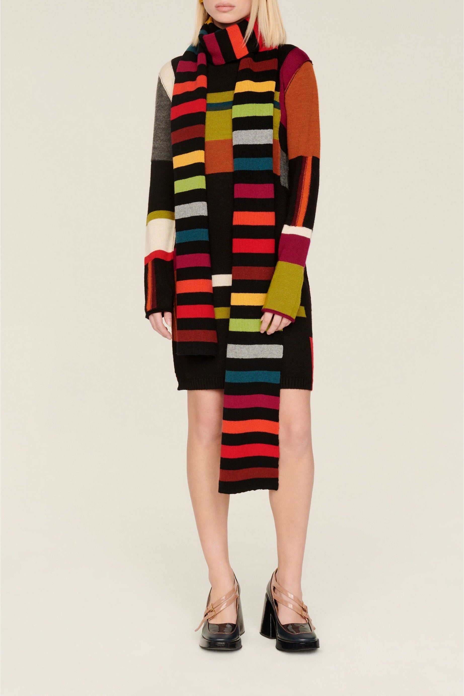 Robe courte en alpaga - Multicolor