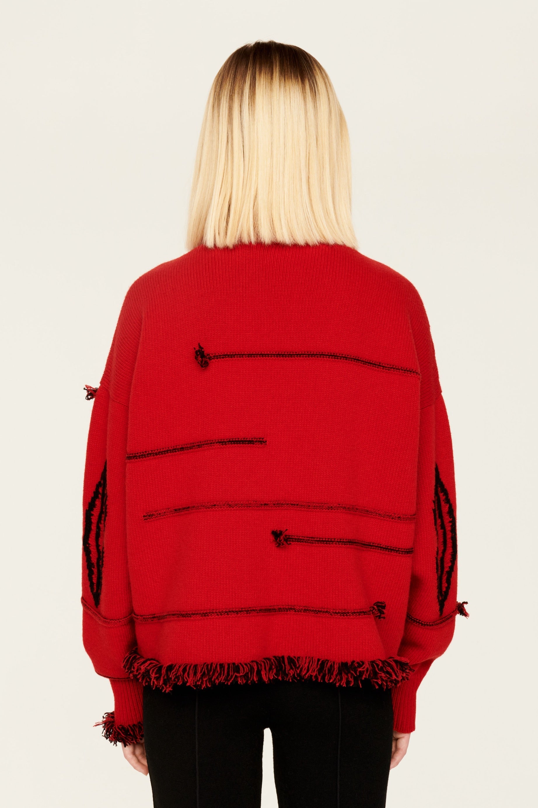Pull Intarsia en cachemire - Rouge