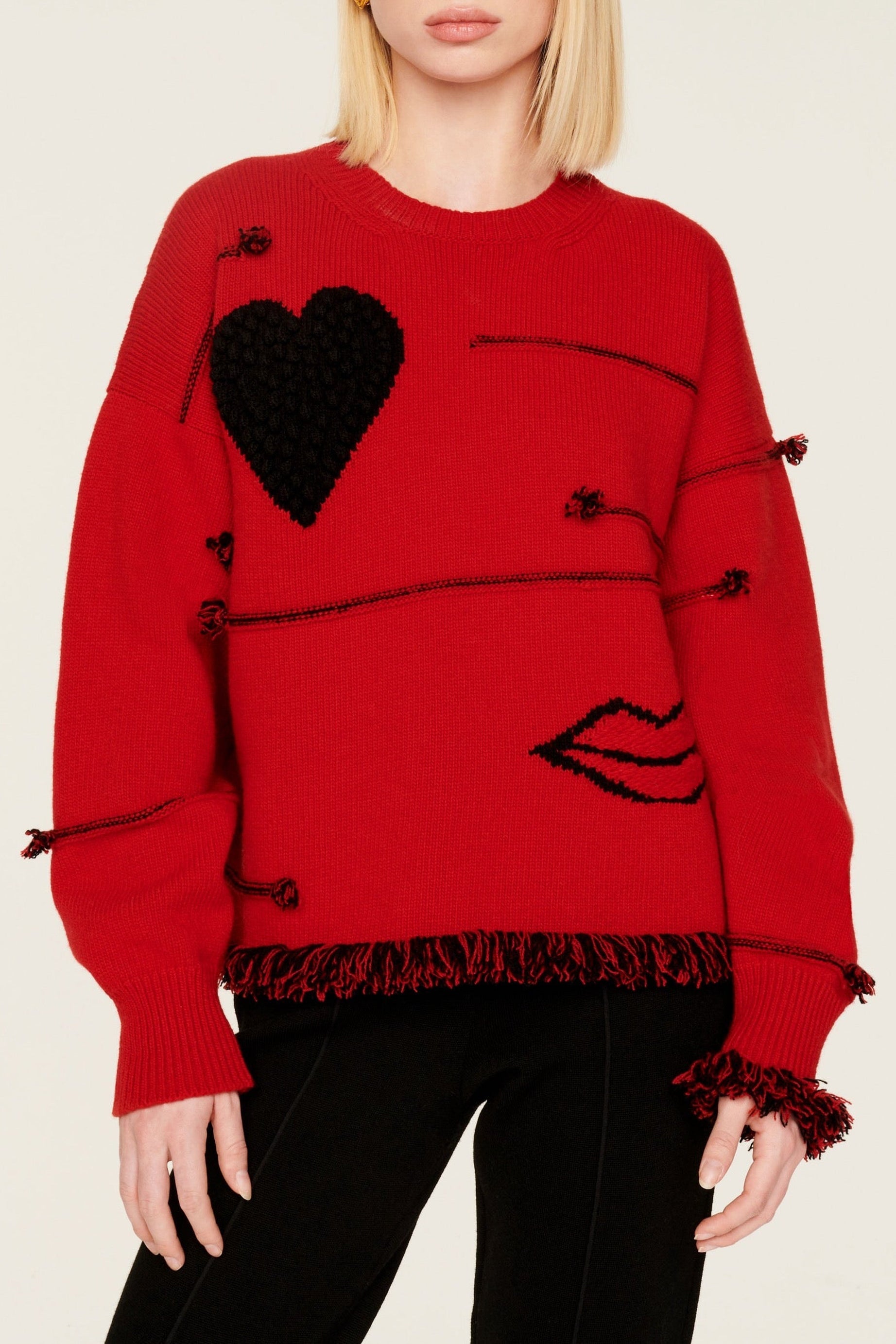 Pull Intarsia en cachemire - Rouge
