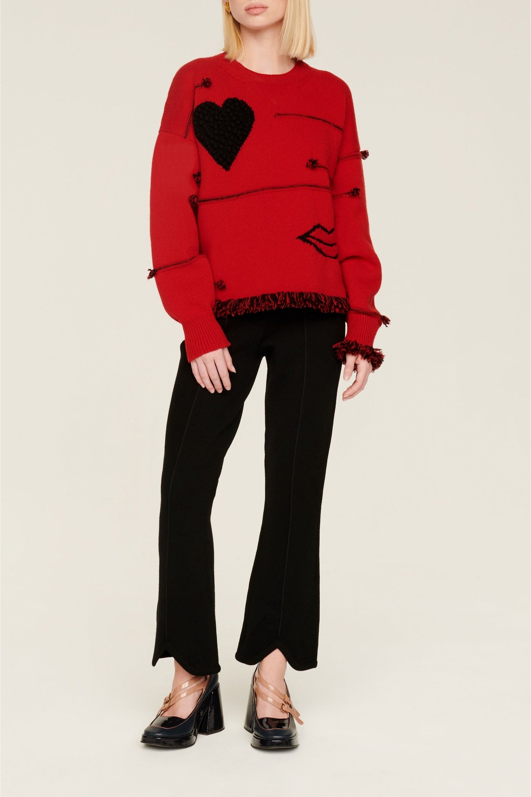 Pull Intarsia en cachemire - Rouge