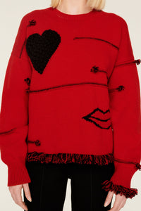 Pull Intarsia en cachemire - Rouge