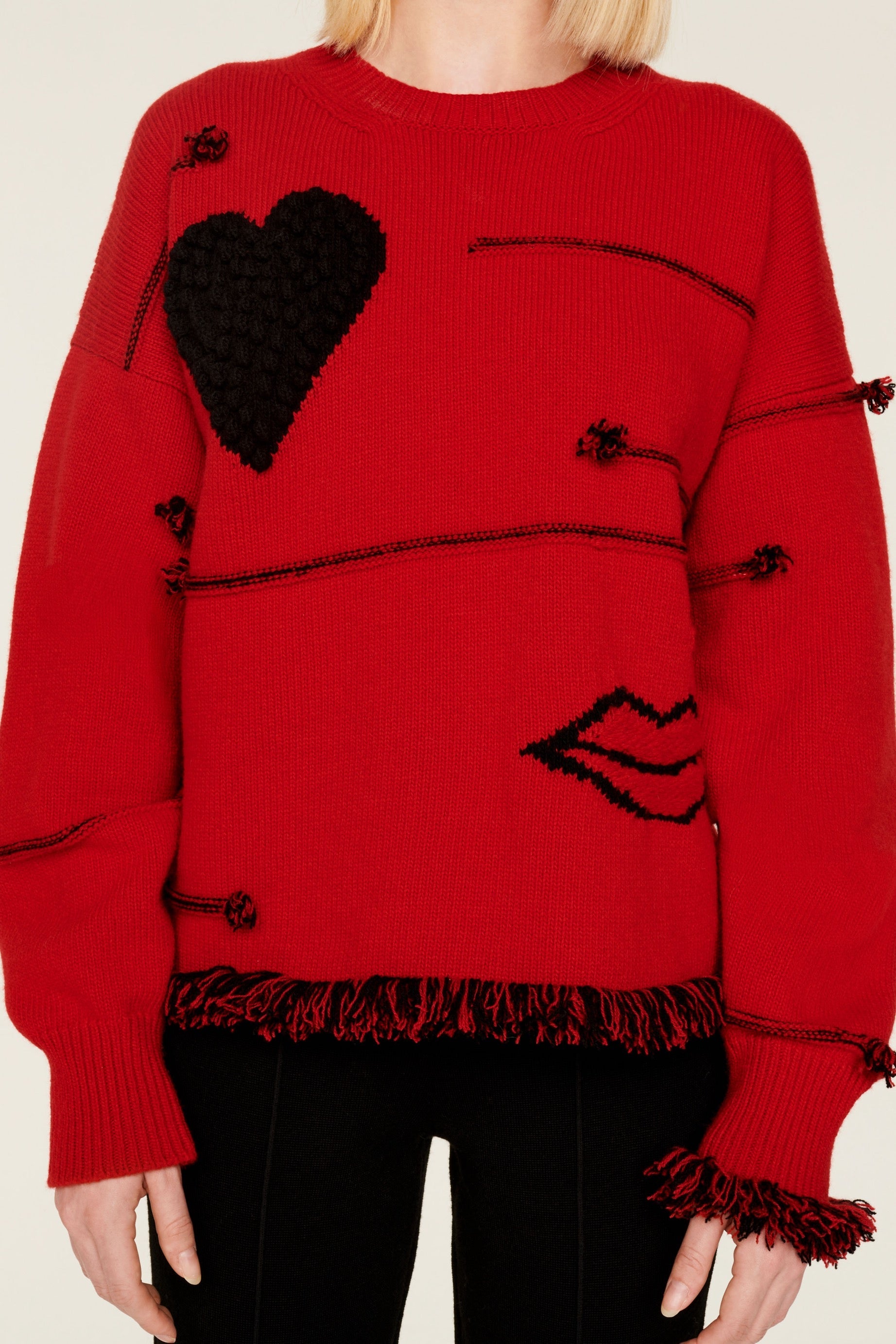 Pull Intarsia en cachemire - Rouge