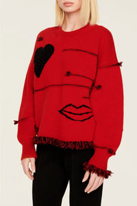 Pull Intarsia en cachemire - Rouge