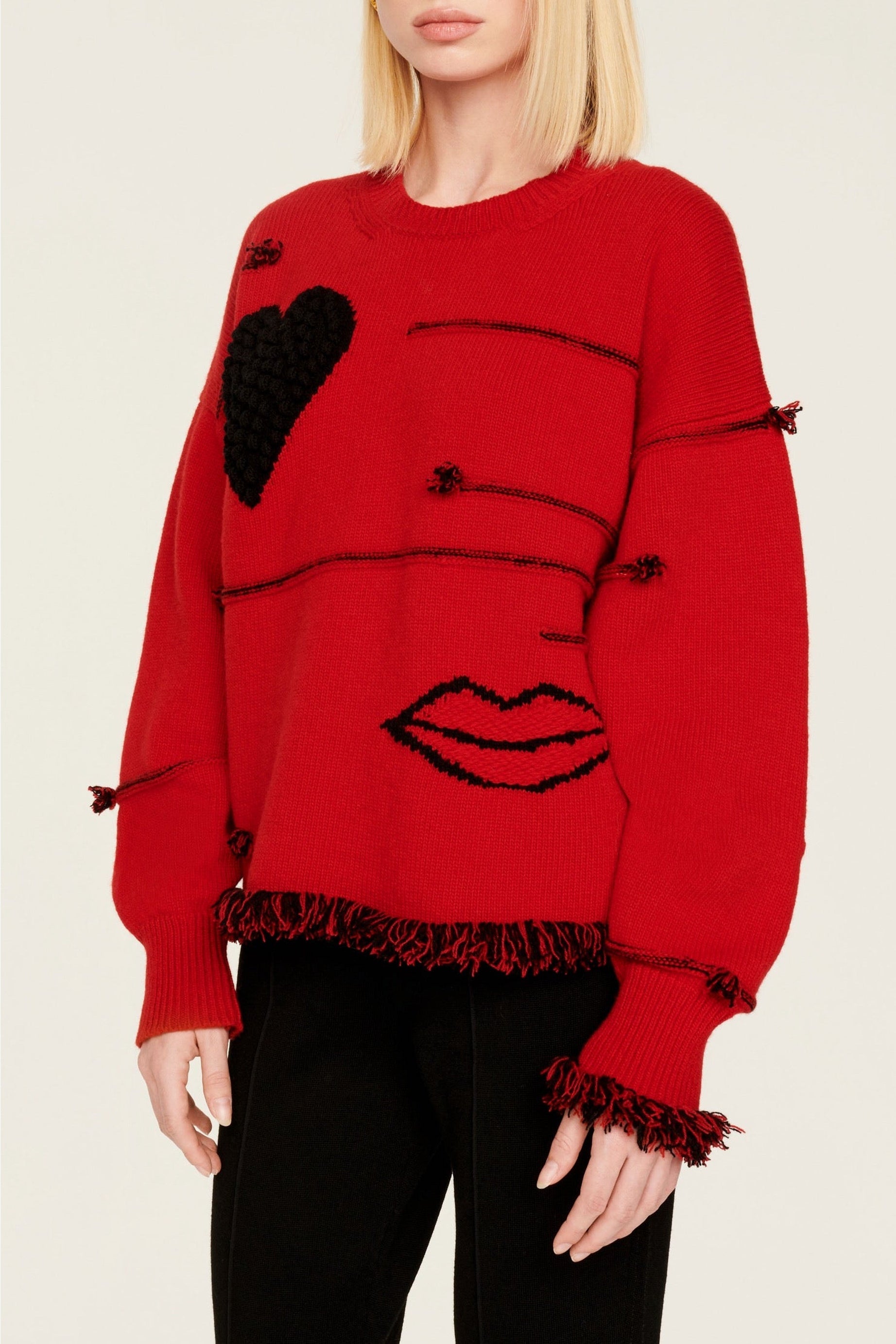 Pull Intarsia en cachemire - Rouge