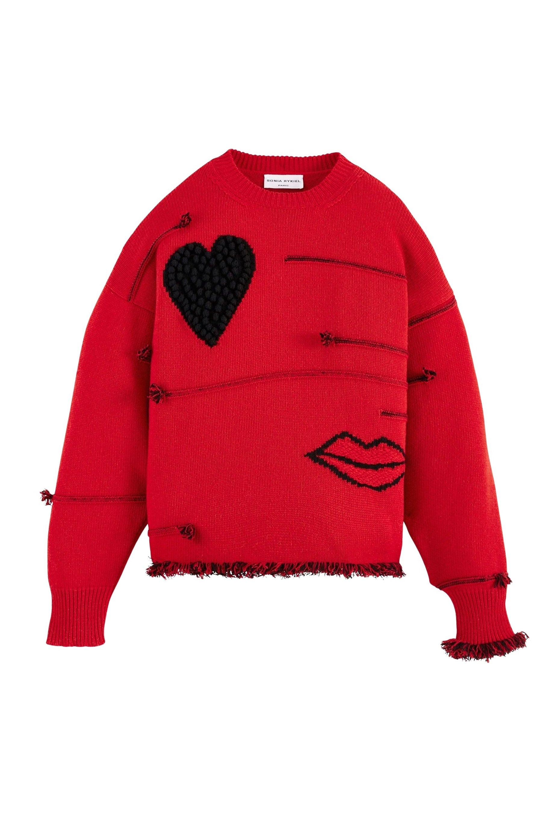 Pull Intarsia en cachemire - Rouge