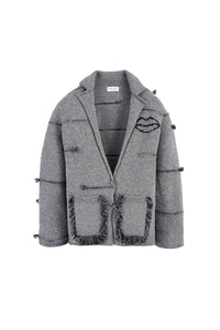 Veste Intarsia en cachemire - Écru