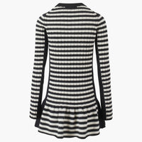 Robe courte à rayures en laine - Noir & Écru