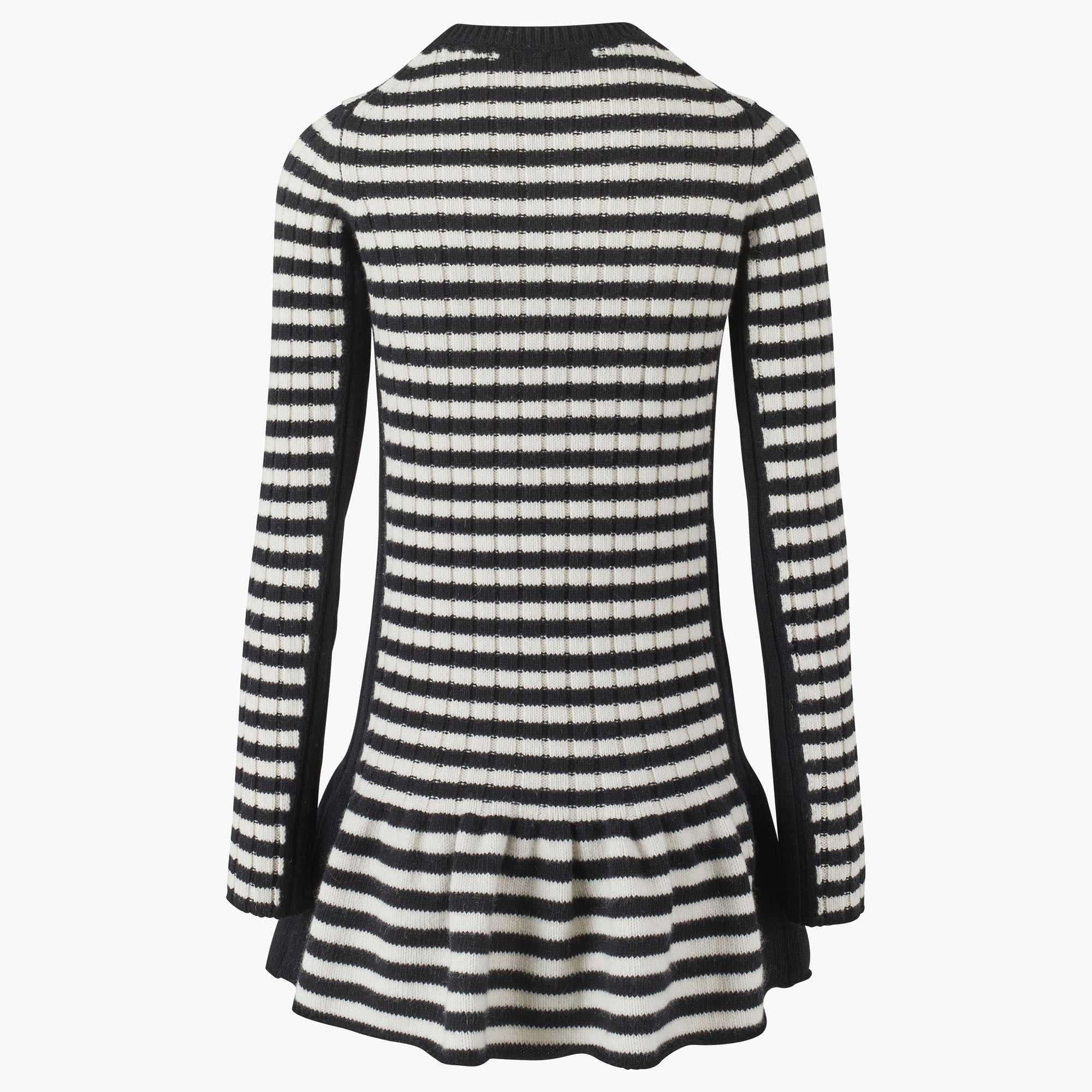 Robe courte à rayures en laine - Noir & Écru