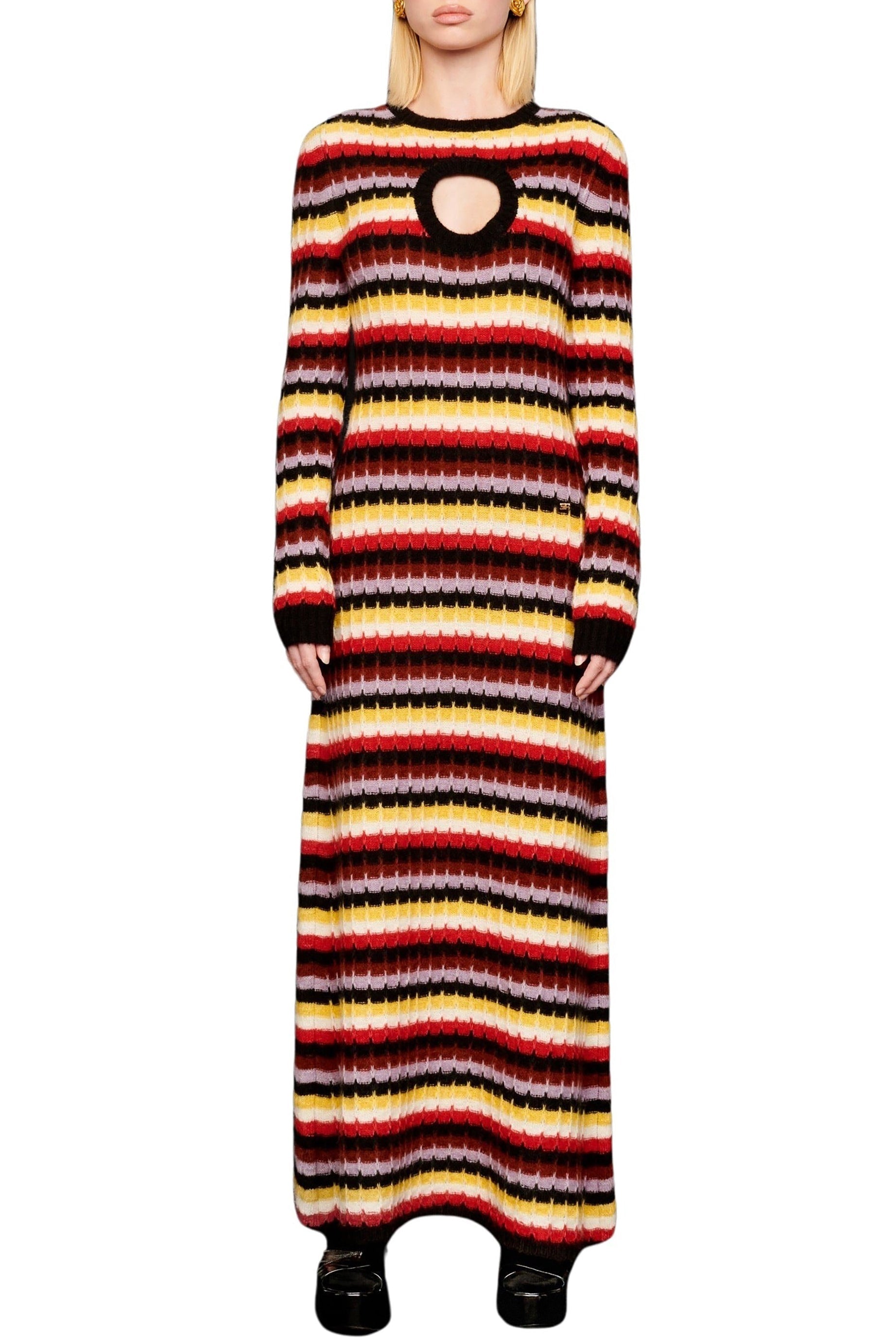 Robe longue molletonnée en alpaga - Multicolor