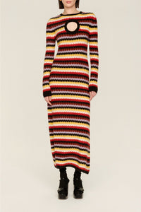 Robe longue molletonnée en alpaga - Multicolor