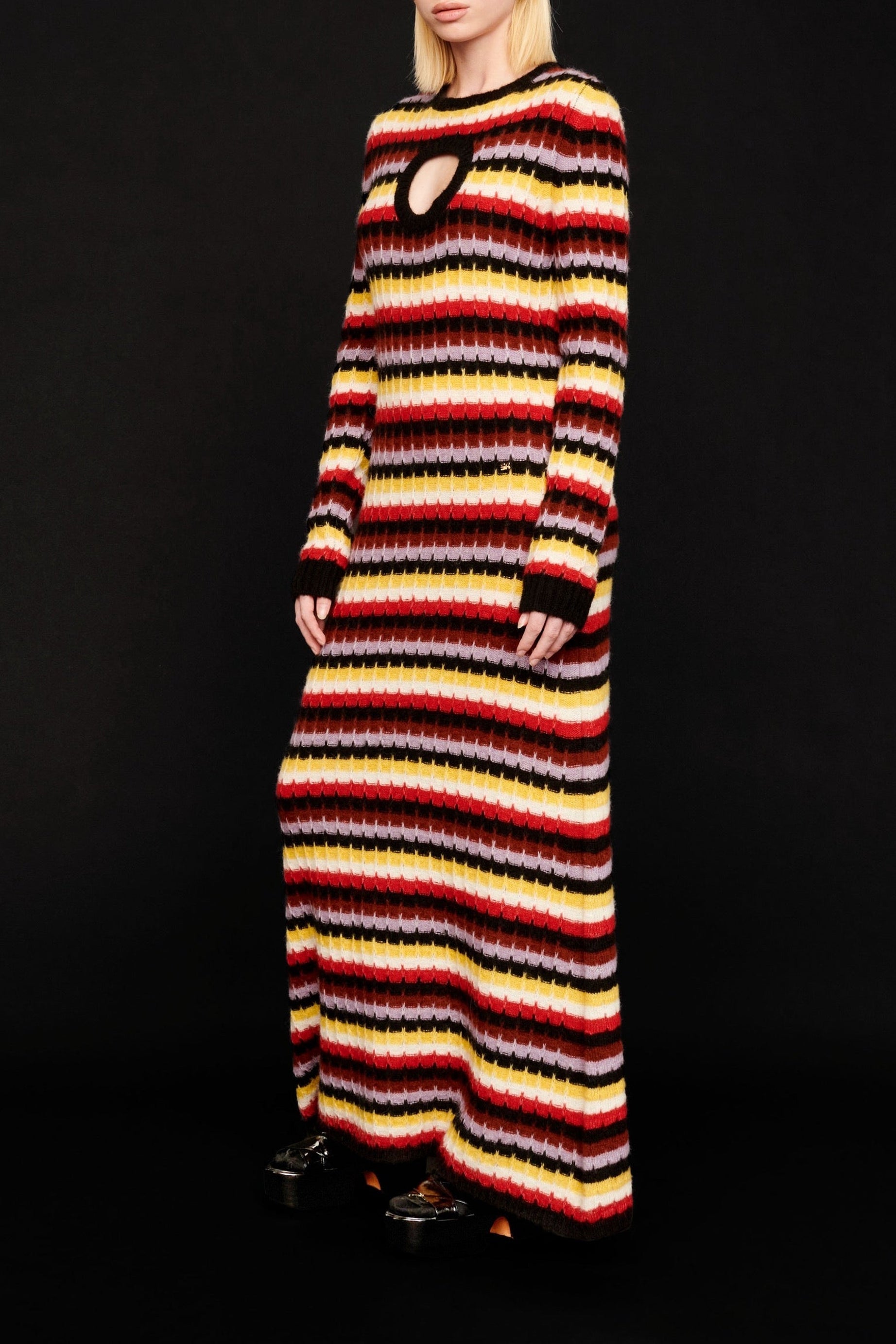 Robe longue molletonnée en alpaga - Multicolor