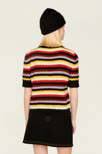 Pull manches courtes molletonné en alpaga - Multicolor