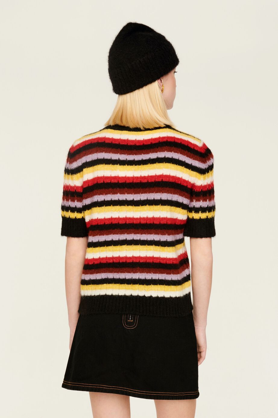 Pull manches courtes molletonné en alpaga - Multicolor