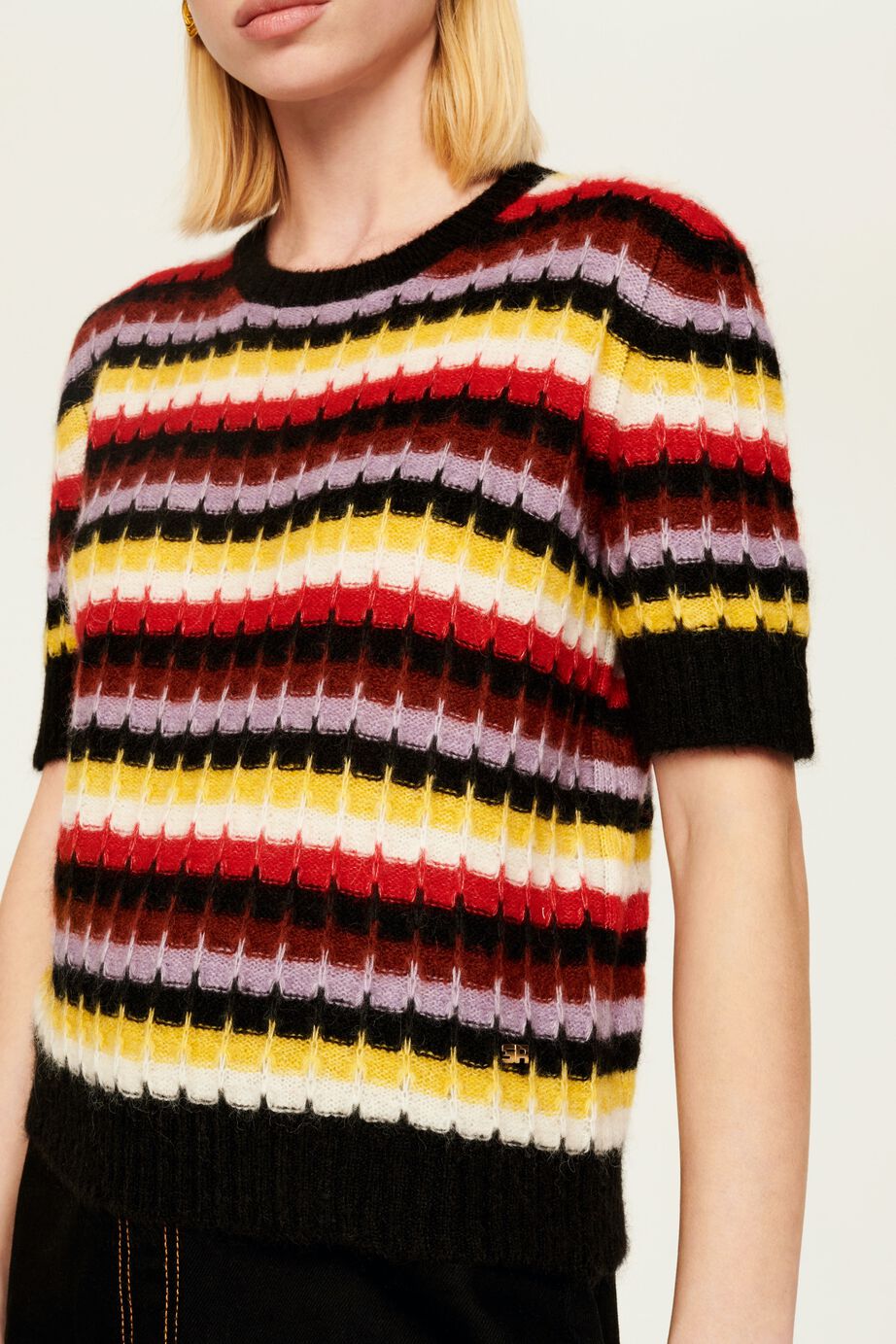 Pull manches courtes molletonné en alpaga - Multicolor