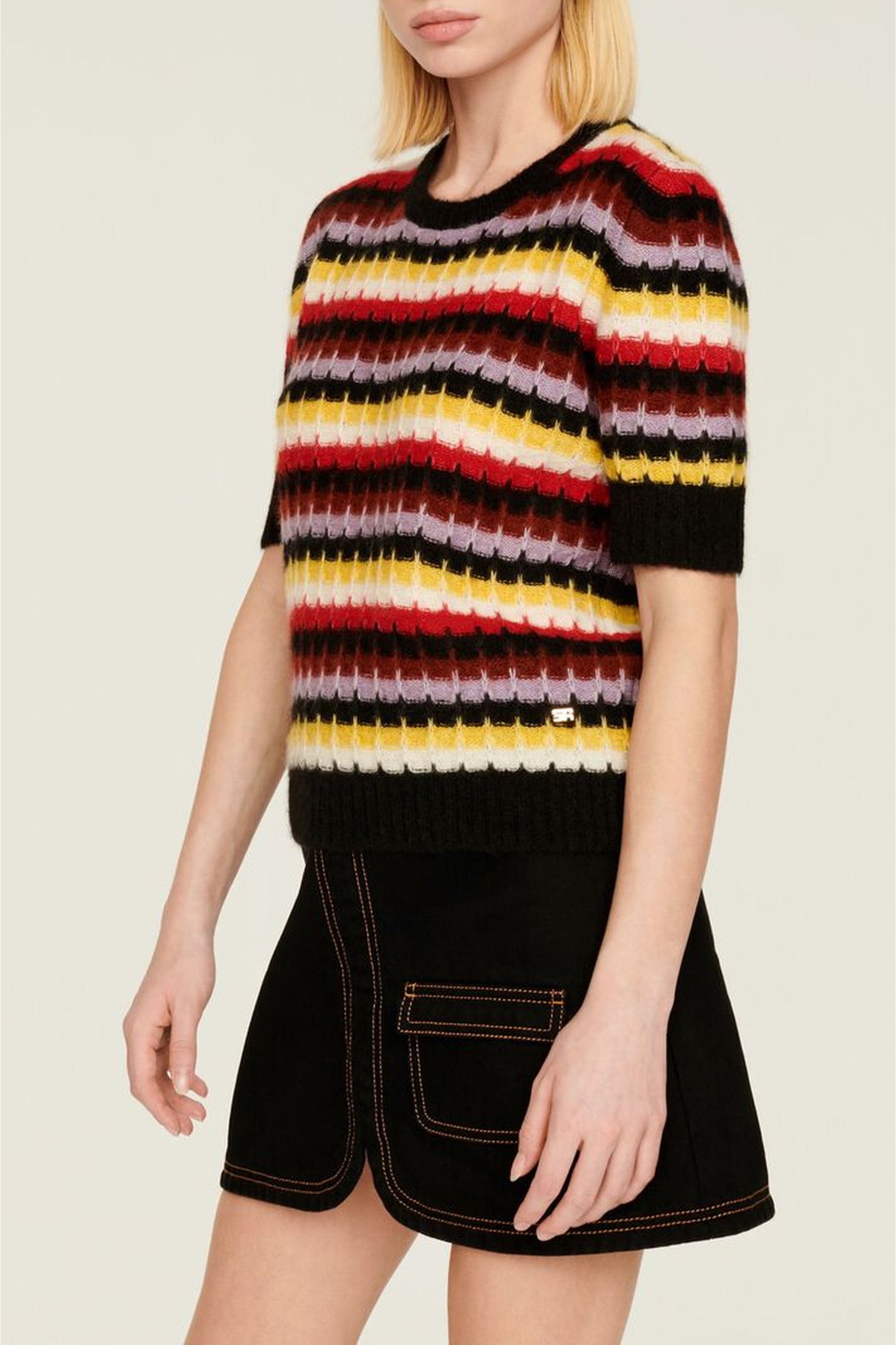Pull manches courtes molletonné en alpaga - Multicolor