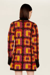 Robe courte à motifs jacquard trèfles en alpaga - Multicolor
