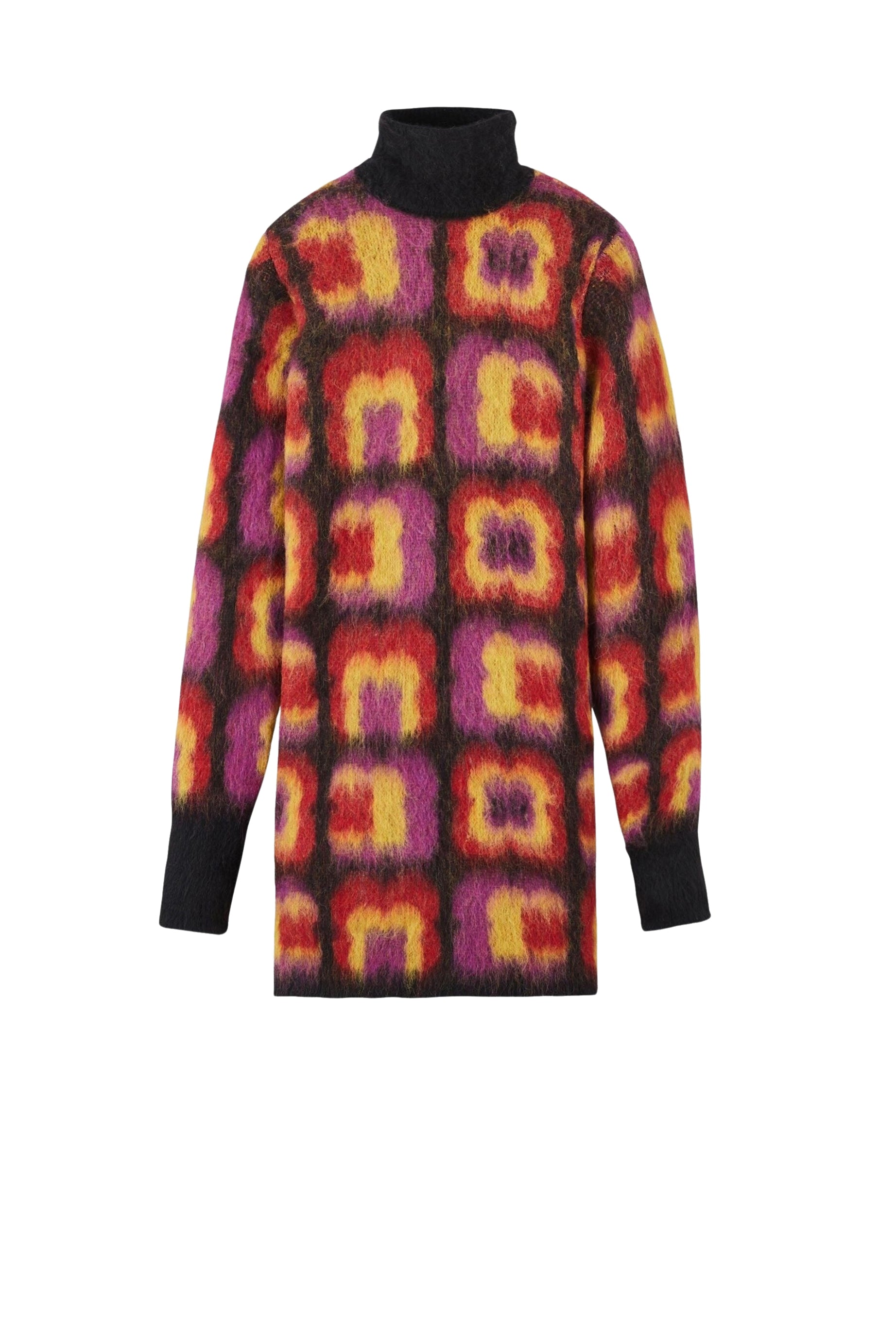 Robe courte à motifs jacquard trèfles en alpaga - Multicolor