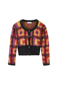 Cardigan à motifs jacquard trèfles en alpaga - Multicolor