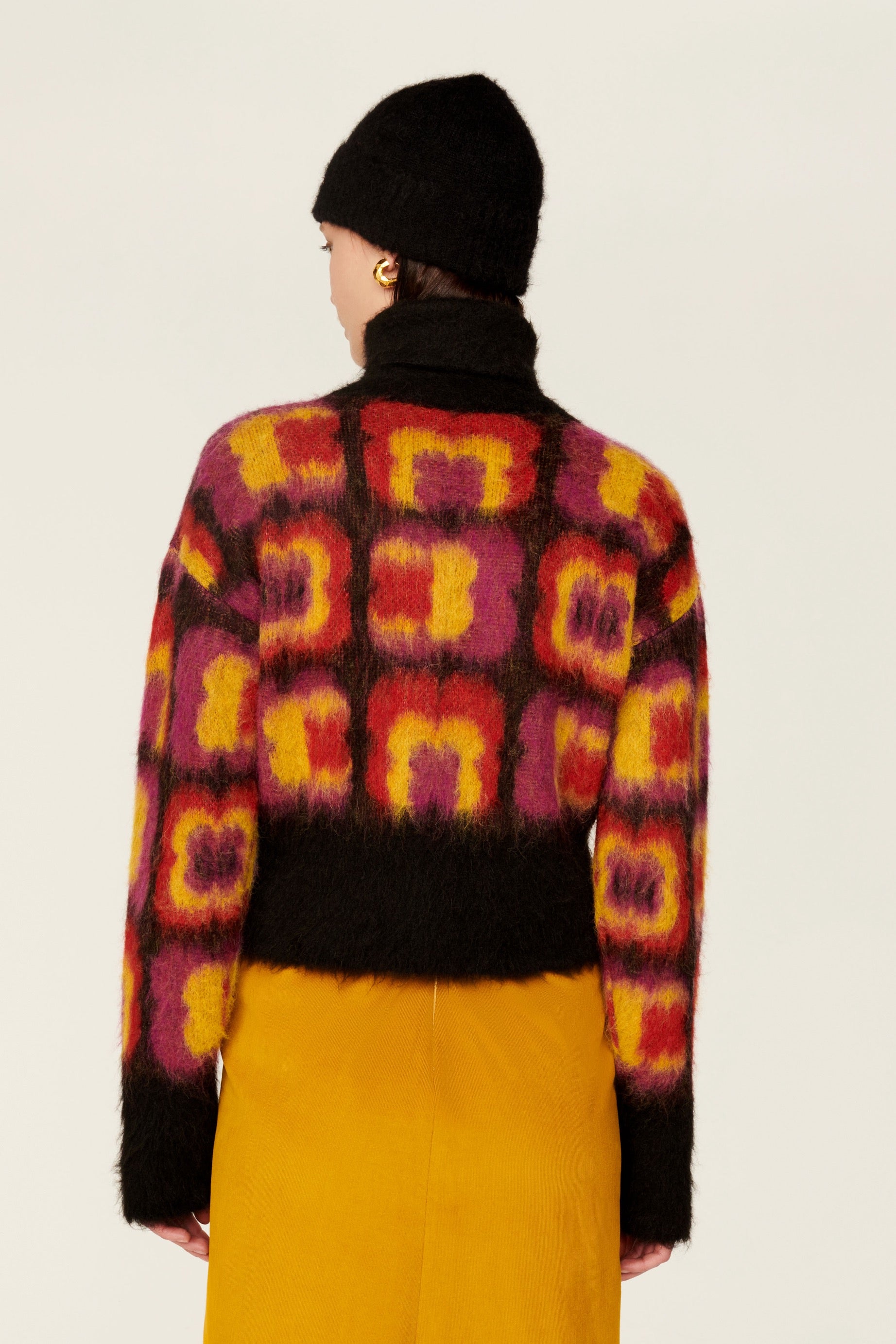 Col roulé à motifs jacquard trèfles en alpaga - Multicolor