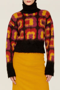 Col roulé à motifs jacquard trèfles en alpaga - Multicolor