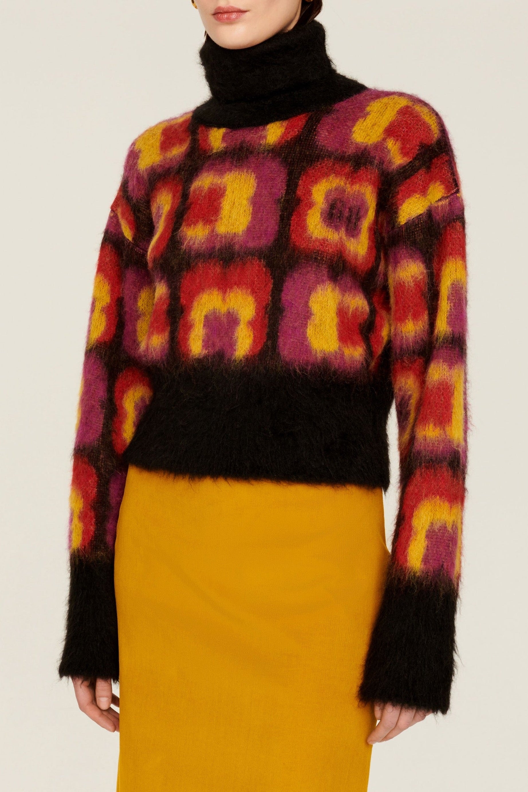 Col roulé à motifs jacquard trèfles en alpaga - Multicolor