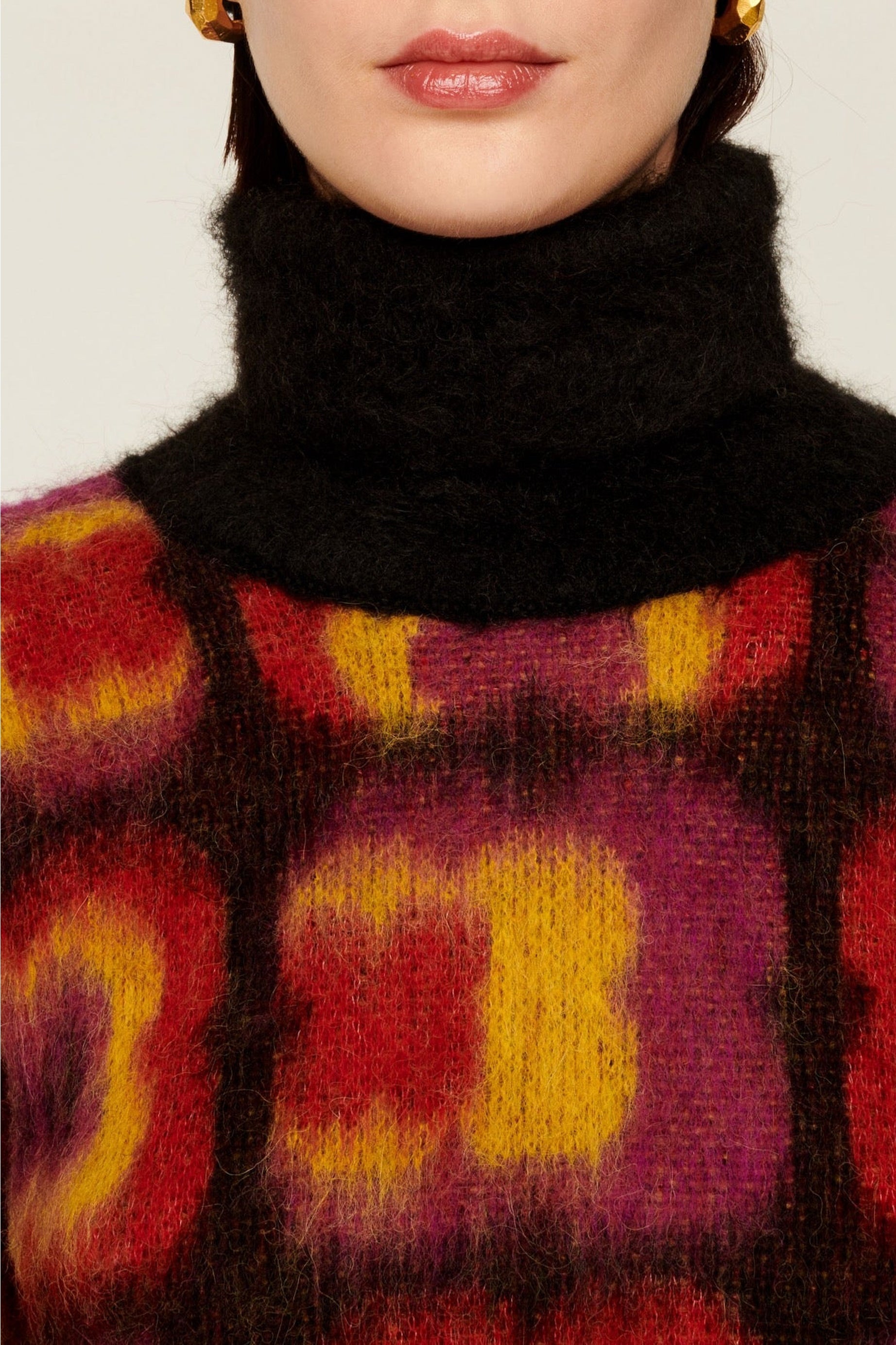 Col roulé à motifs jacquard trèfles en alpaga - Multicolor