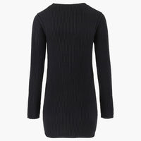 Robe courte à fleurs unie en laine - Noir