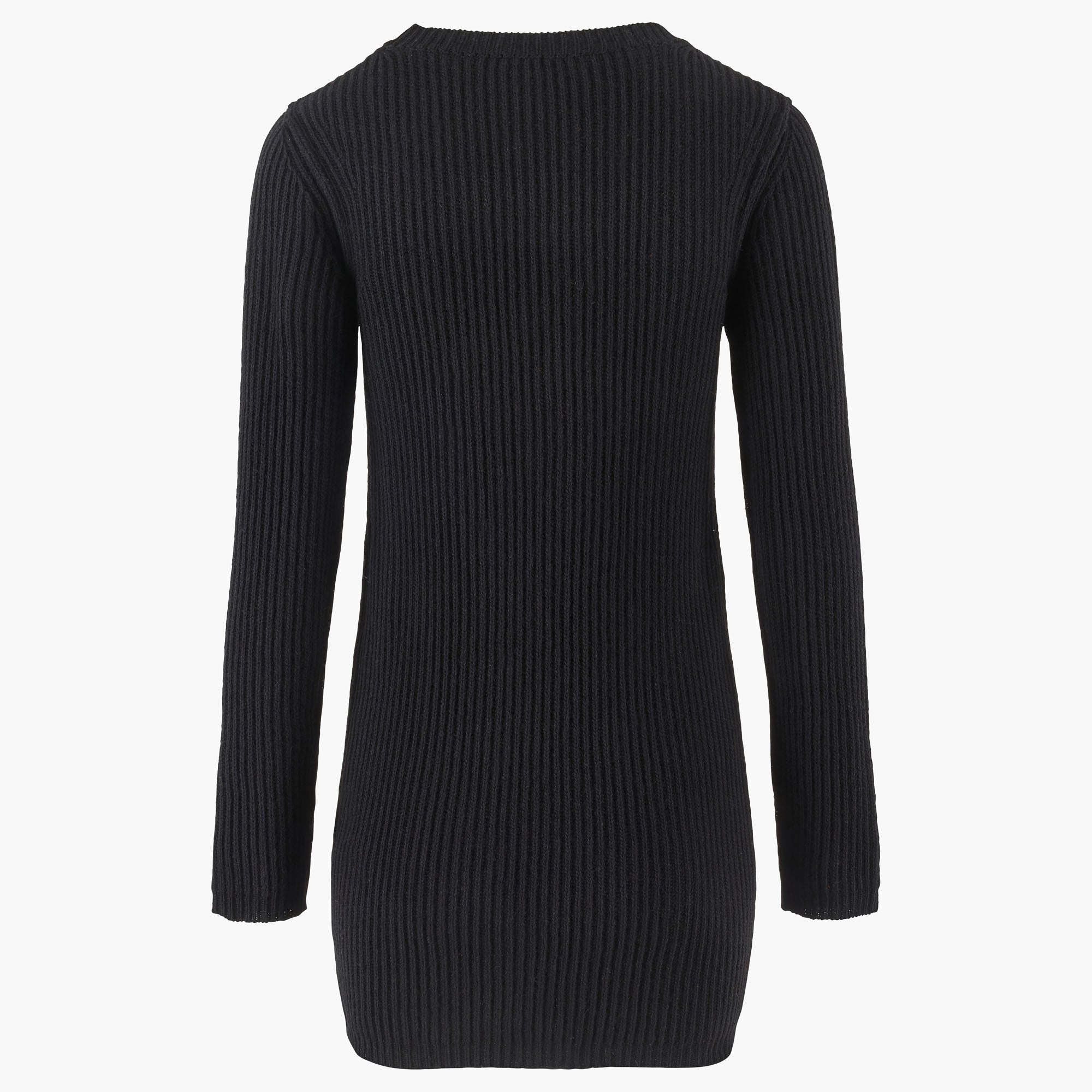 Robe courte à fleurs unie en laine - Noir