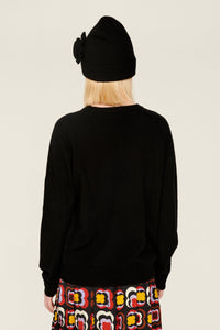 Pull à fleurs en relief - Noir