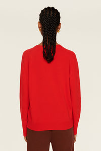 Pull à fleurs en relief - Rouge