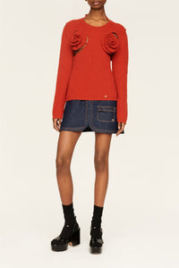 Pull à fleurs en laine - Noir