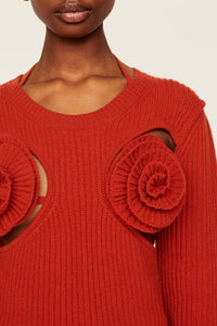 Pull à fleurs en laine - Noir