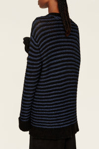 Veste à coutures apparentes et rayures - Noir & Bleu