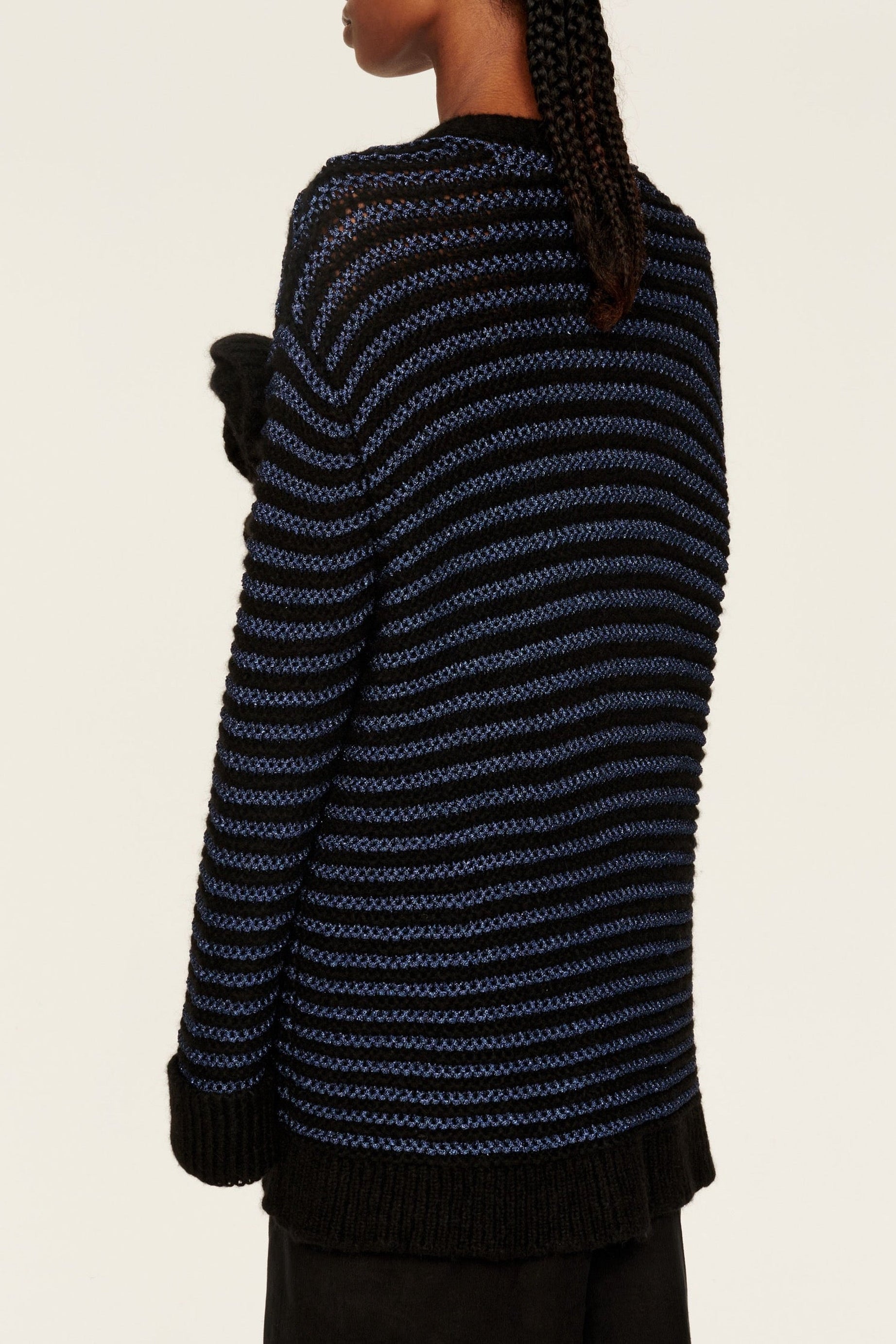 Veste à coutures apparentes et rayures - Noir & Bleu