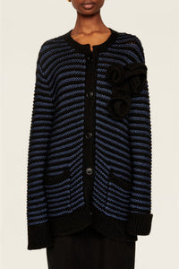 Veste à coutures apparentes et rayures - Noir & Bleu