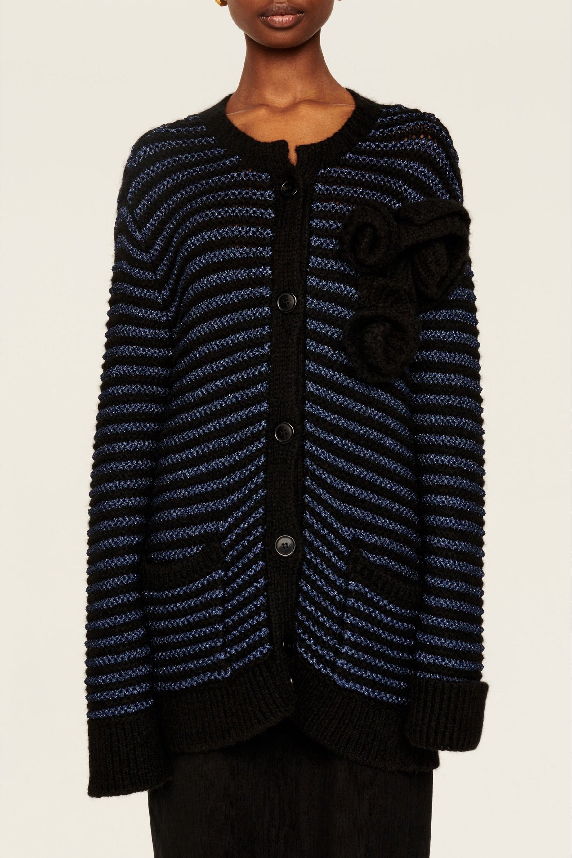 Veste à coutures apparentes et rayures - Noir & Bleu