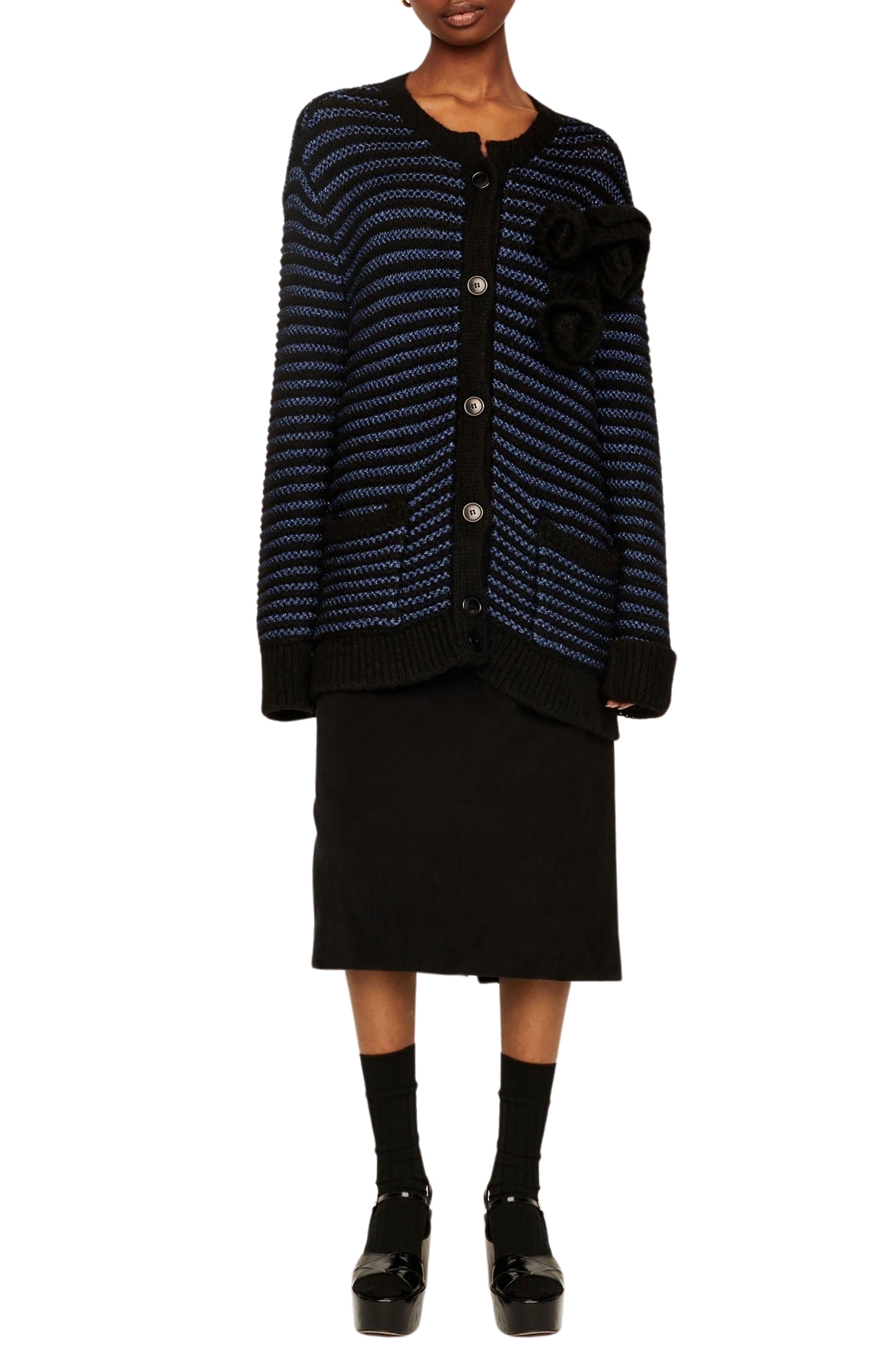 Veste à coutures apparentes et rayures - Noir & Bleu