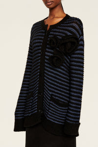 Veste à coutures apparentes et rayures - Noir & Bleu