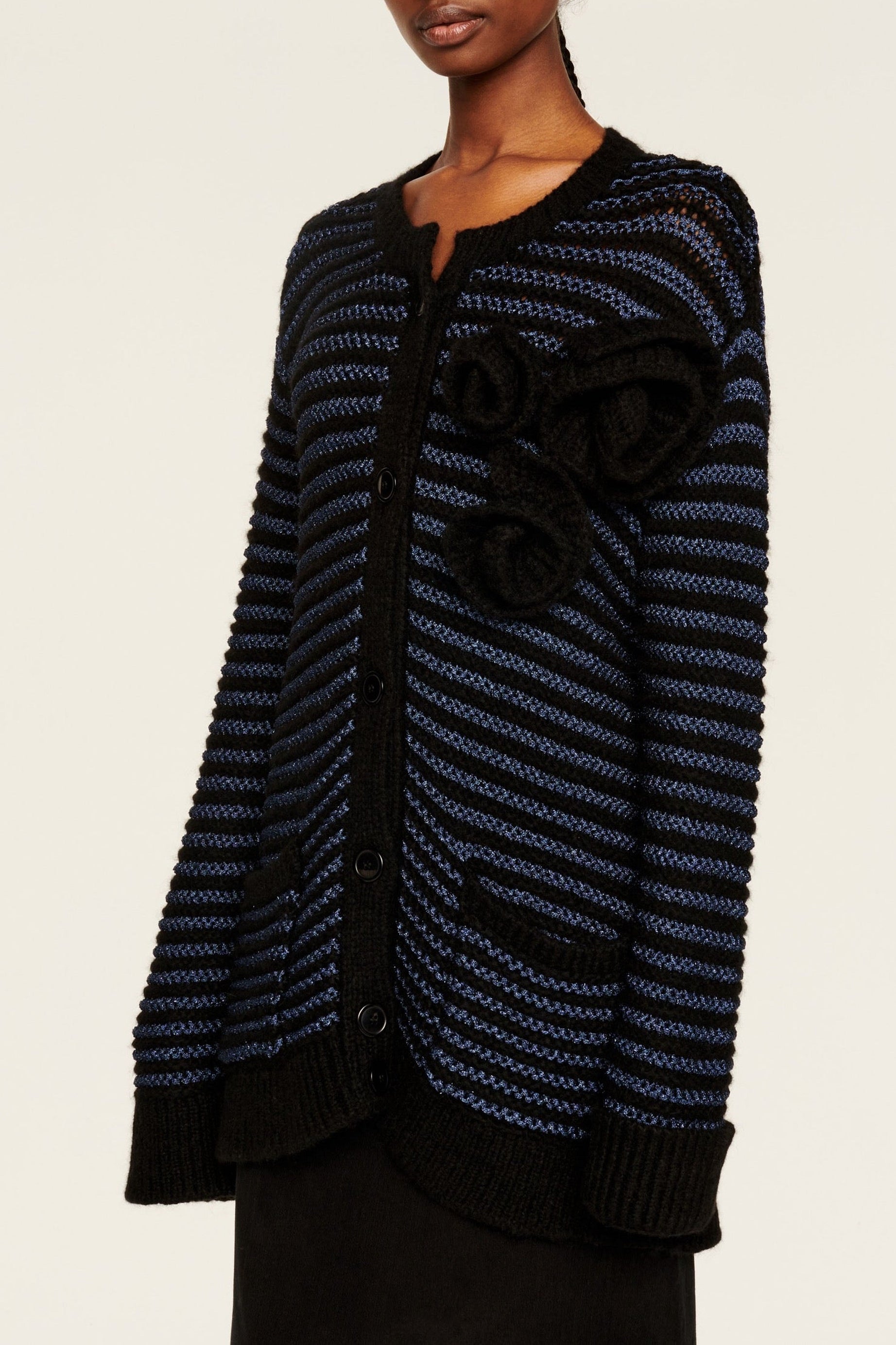 Veste à coutures apparentes et rayures - Noir & Bleu