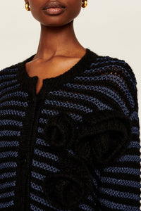 Veste à coutures apparentes et rayures - Noir & Bleu