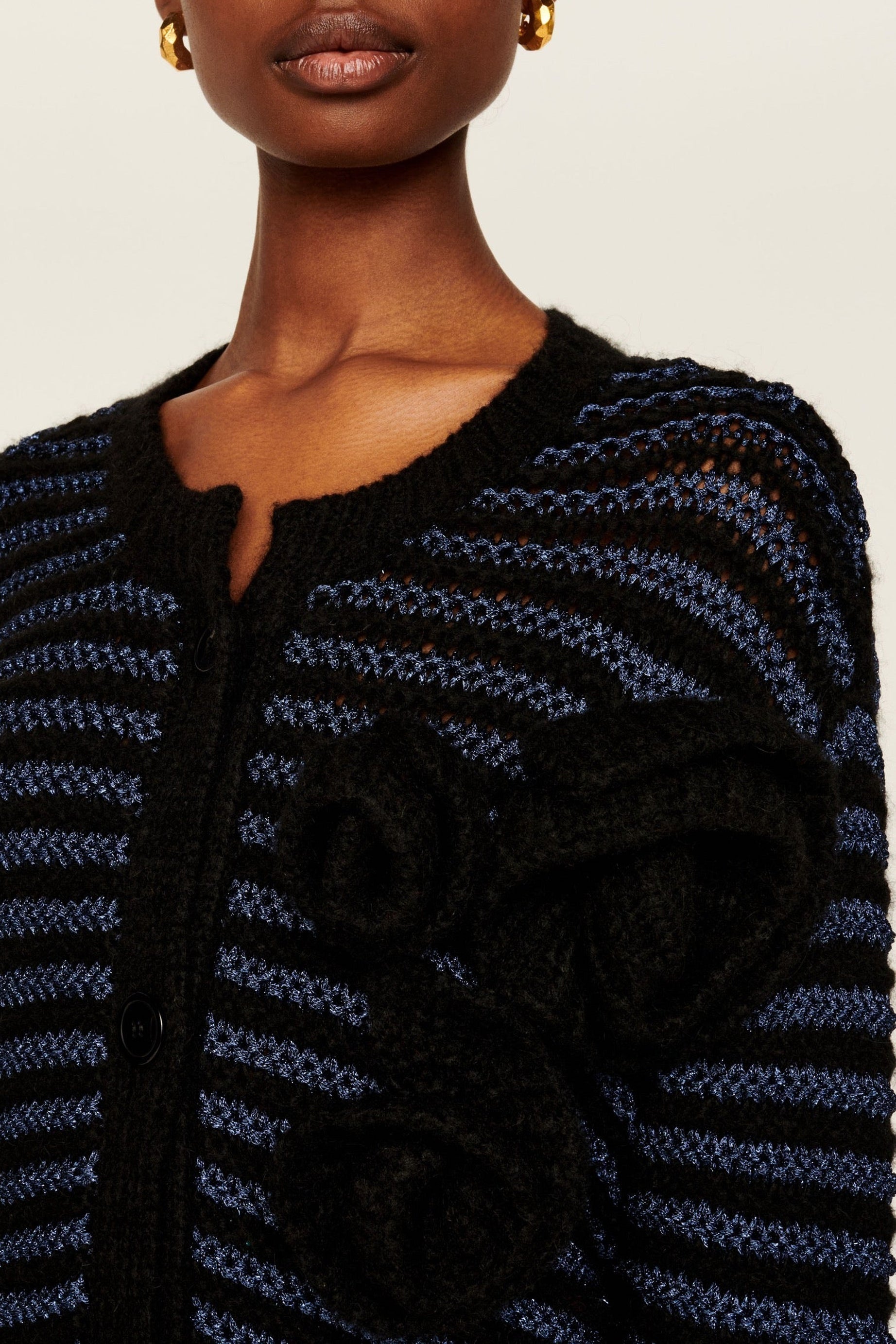 Veste à coutures apparentes et rayures - Noir & Bleu
